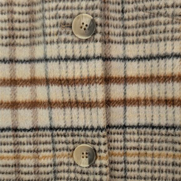 Joie Brown Plaid Fleece Button Down Jacket Coat Heritage Light Academia Medium - Picture 8 of 14